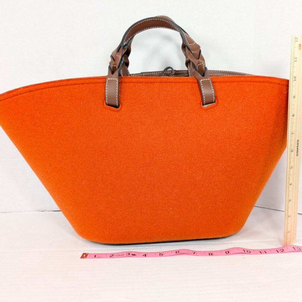 Anya Hindmarch Orange Felt Eyes Large Tote Bag Leather MINT CONDITION - Picture 3 of 8